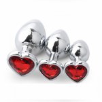 Ins, 1piece 162g Dia 41 Huge size silver Crystal Heart shape metal anal plug Jewelry butt plug inset stopper sex toy for men