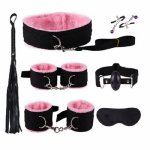7Pcs/set Bondage Kit Set Fetish BDSM Roleplay Handcuffs Blindfold Ball Gag Black/Red/Pink/Purple Slave Sex Toys For couple Woman