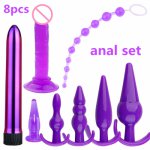 8pcs Silicone Anal Plug Set Prostate Massager For Man Butt Plug Dildo Vibrator Anus Beads Adult Gay Products Sex Toys For Women