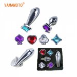 Anal Plug Sex Toys Butt Plug Sets Adults Anal Dildo Tail Crystal Jewelry Trainer Metal Smooth Steel for Women Man
