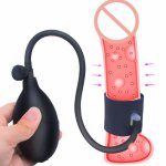 Inflatable Penis Pump Cock Ring Enlarger Extender Pumping Sleeve Inflated Delay Cockrings Adult Sex Toys for Men