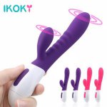 Ikoky, IKOKY Dildo Rabbit Vibrator G-spot Massage Female Masturbator Sex Toys For Women 12 Frequency Dual Vibration Vagina Massage