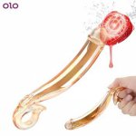 OLO Golden Glass Dildo Vagina Massage Female Masturbation Sex Toys for Women Transparant Crystal Cock Fake Penis Butt Anal Plug