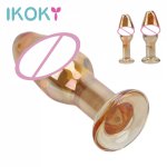 Ikoky, IKOKY Anal Butt Plug Gold Crystal Glass Dildo Fake Penis Adult Sex Toys for Women Men Gay Female Masturbation Sex Products