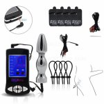 Electro Shock Cock Ring Massage Stimulate Pads  Medical Themed Toys Set Electric Shock Vagina Anal Plug Sex Toy For Men Couples