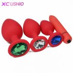 Red Silicone Anal Plug Jewelry Dildo Vibrator Sex Toys for Woman Prostate Massager Bullet Vibrador Butt Plug for Woman Men Gay