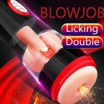 Real Tongue Licking Penis Oral Sex Male Masturbator Man Toys Pocket Pussy Silicone Vaginal Blowjob Masturbation Sex Toys For Men