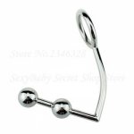 Stainless Steel Anal Hook With 2 Bead Ball Penis Cock Ring Butt Plug Anus Stimulation Fetish Male Gay Chastity Sex Toys For Man