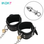 Ikoky, IKOKY Handcuff Bondage Kit Erotic Sex Toys For Women Leather Wrist Cuff Enema Sex Restraints with Anal Plug Anal Plug
