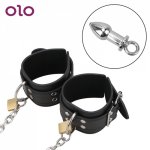 OLO Handcuff Bondage Kit Sex Toys For Women Enema Sex Restraints with Anal Plug Anal Plug Leather Wrist Cuff Erotic