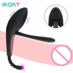 IKOKY Vibrating Penis Ring for Men Cockring Clitoris Stimulate Vibrator for Women Anal Massage Delayed Ejaculation Ring Sex Toys
