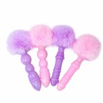 ORISSI Soft Rubber Vestibular Anal Plug Sex Toys Hairy Balls Tail Anterior Vestibular Anal Plug Adult Sex Toys Anal Plug