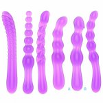 Purple Jelly Crystal Dildo 6pcs/Set Soft Anal Dildo G Spot Stimulation Massage Stick Anal Beads Man/Woman Masturbator Long Dildo