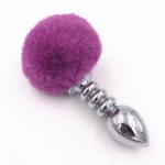 3 Size Stainless Steel Anal Plug Purple Rabbit Tail Anal Tail Butt Beads G-spot Stimulator Toys Sex Product for Men H8-65E