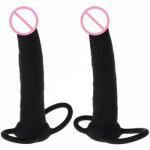 Silicone Double Penetration Cock Ring Penis Enhancer Dildo Adult Sex Toy