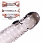 Penis Extender Sleeve Penis Cover Cock Ring Reusable Silicone Condom Dildo Sheath Condoms Delay Ejaculation Sex Toys for Men