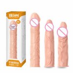 Huge Penis Extender Lengthen Dildo Realistic Condoms for Men Penis Sleeve Reusable Condoms Time Delay 55 65 75mm Sex Toys