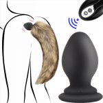Fox, Replaceable fox tail hair fox tail anal plug BDSM Wireless Remote Vibrating Butt Plug Anus Dilator For Couples Adult Game