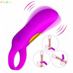 10 Speed Cock Ring Longer Lasting Vibrator For Men Delay Ejaculation Penis Exercise Scrotum Massager Sex Toy for Couple