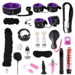 21 PCS Sex Toys for Women Men Handcuffs Nipple Clamps Whip Spanking Sex Silicone Metal Anal Plug Butt Bdsm Vibrator Bondage Set