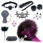 10 Pieces Set of BDSM Bondage Gear Anal Plug Mouth Plug Breast Clip Sex Binding Adult Sex Toys for Women