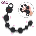 OLO Anal Dilator Silicone 10 Frequency Butt Plug Extra Long Prostata Massage Pull Bead Anal Vibrator Sex Toys for Couples