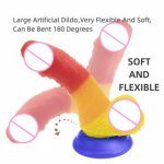 New Simulated Silica Gel Adult Products Fake Penis with Rainbow Heterotype Female Comfort Device Anal Dildo Strapless Dildo