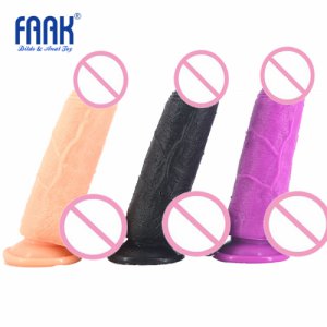 FAAK 21cm diameter 5cm Purple Black Dildo Flexible Realistic  With Textured Shaft Strong penis Suction Cup Sex Toy For Women