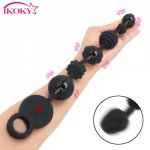 Ikoky, IKOKY Pull Bead Anal Vibrator 10 Frequency Extra Long Butt Plug Anal Dilator Silicone Sex Toys for Couples Prostata Massage