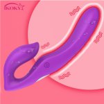 Ikoky, IKOKY Strapon Dildo Vibrator Clitoris Vagina Stimulator Sex Toys for Women Lesbian G-spot Massager Dual Motors Anal Vibrators