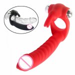 Sex Silicone 7 Speed Rabbit Clit Dildo Vibrators Strap On Penis Cage Ring Dildo Anal Plug G spot Massager Sex Toys for Women Men