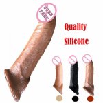 New Super Soft Reusable Condom Dildo Cock Ring Realistic Big Male Penis Sleeve Extender Enlargement Delay Time Sex Toys For Men