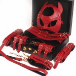 Erotic Mask Sex Products Erotic Toys For Adult BDSM Kit Sex Bondage PU Leather Set Handcuffs Collar Corset Thigh Ring Sex Toys