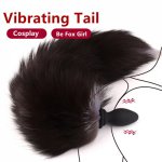 Fox, Anal plug with replaceable fox tail vibrator Anal Butt Plug vibration role playing female masturbation sex  toy for adults toys