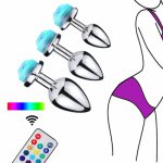 Remote Control Change Color LED Lamp Anal Plug Anus Dilatation Luminous Butt Plug Masturbator Couples Flirt Sex Toy