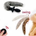 Fox, New Wireless Remote Fox Tail Swing Silicone Anal Plug Butt Plug Vibrator Fetish Cosplay Adult Games Anal Sex Toys For Women Men