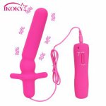 IKOKY Big Dildo G-spot 7 Speed Silicone Butt Plug Penis Waterproof Sex Toy For Women Anal Vibrator Vaginal Massage