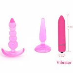 TPE Anal Beads With Silicone Vibrator Jelly Butt Plug Prostate Massager Sex Machine G-spot Adult Sex Toys For Woman Men Gay