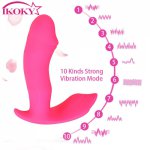 Ikoky, IKOKY Wearable Dildo Clitoris Stimulator Vaginal Massage Female Masturbation Heating Vibrator G Spot 10 Mode Sex Toys for Woman
