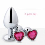 Metal Crystal Anal Plug Stainless Steel Booty Beads Jewelled Anal Butt Plug Sex Toys Products for Men Couples 3 pcs/set