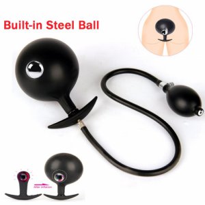 Huge Inflatable Anal Butt Plug with Metal Ball Big Anal Vagina Dilator Silicone Anus Pump Expandable Prostate Massager Sex Toys