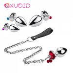 EXVOID Butt Plug Erotic Beads Bell Anal Plug Crystal Jewelry Base Traction Chain Metal Prostate Massager Sex Toys for Women Men