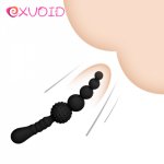 EXVOID Anus Dilator Anal Sex Toys for Women Men Gay Butt Plugs Long Aanl Beads Sex Shop Silicone Anal Plug Double Heads Black