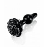 Elegancki korek analny szklany icicles no. 77  różyczka czarny | 100% dyskrecji | bezpieczne zakupy