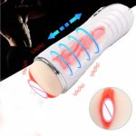 Male Masturbator Cup Real Pussy Vibrating Vagina Automatic Telescopic 12 Frequency Vibration Adult Sex Toys For Man