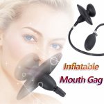 Inflatable Silicone Double Air Sac Pump Mouth Gag Fetish Slave Bondage BDSM Restraint Adult Erotic Sex Toys for Lesbian Couples