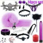 14pcsFox Tail Anal Plug In Adult Games Stainless steel Anal Pleasure Bead Butt Plug Stimulator Sex Products Flirt Toys For Women