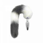 Fox, Silvery Golden Metal Anal Plug Real Fox Tail Butt Plug Stainless Steel Women Adult Sex Accessories for Couples