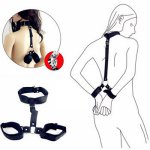 Women Erotic Lingerie Sexy Halter Neck Collar BDSM Bondage Fetish Back Handcuffs SM Toys For Adult Slave Restraints Wrist Cuffs