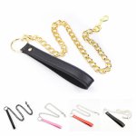 Metal Chain with Leather Handle for Bdsm Bondage Couples Flirting Adults Games Sex Toys of Handcuffs Neck Collar Slave Roleplay